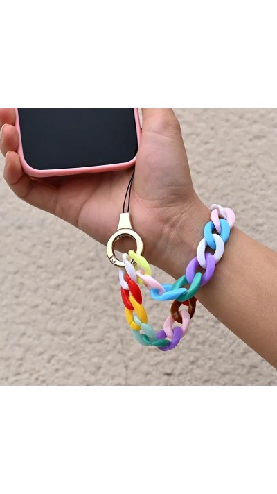 Bracelet universel attache pour coque/fourre téléphone chaine colorée - Multicolor