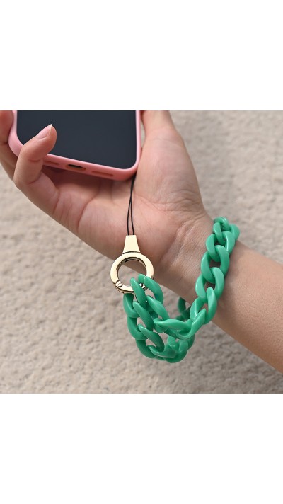 Bracelet universel attache pour coque/fourre téléphone chaine colorée - Vert