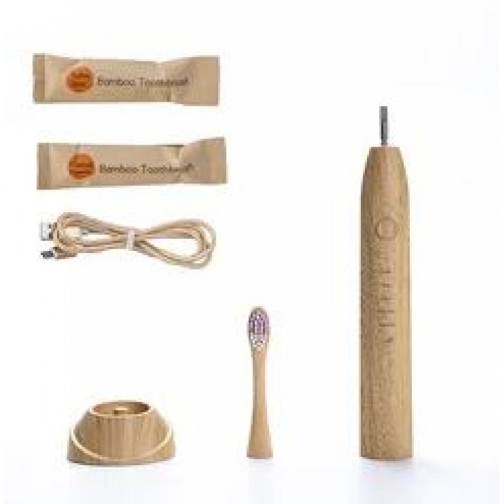 Elektronische Bamboo Zahnbürste eco-friendly inkl. Ladestation + 3 Aufsätze
