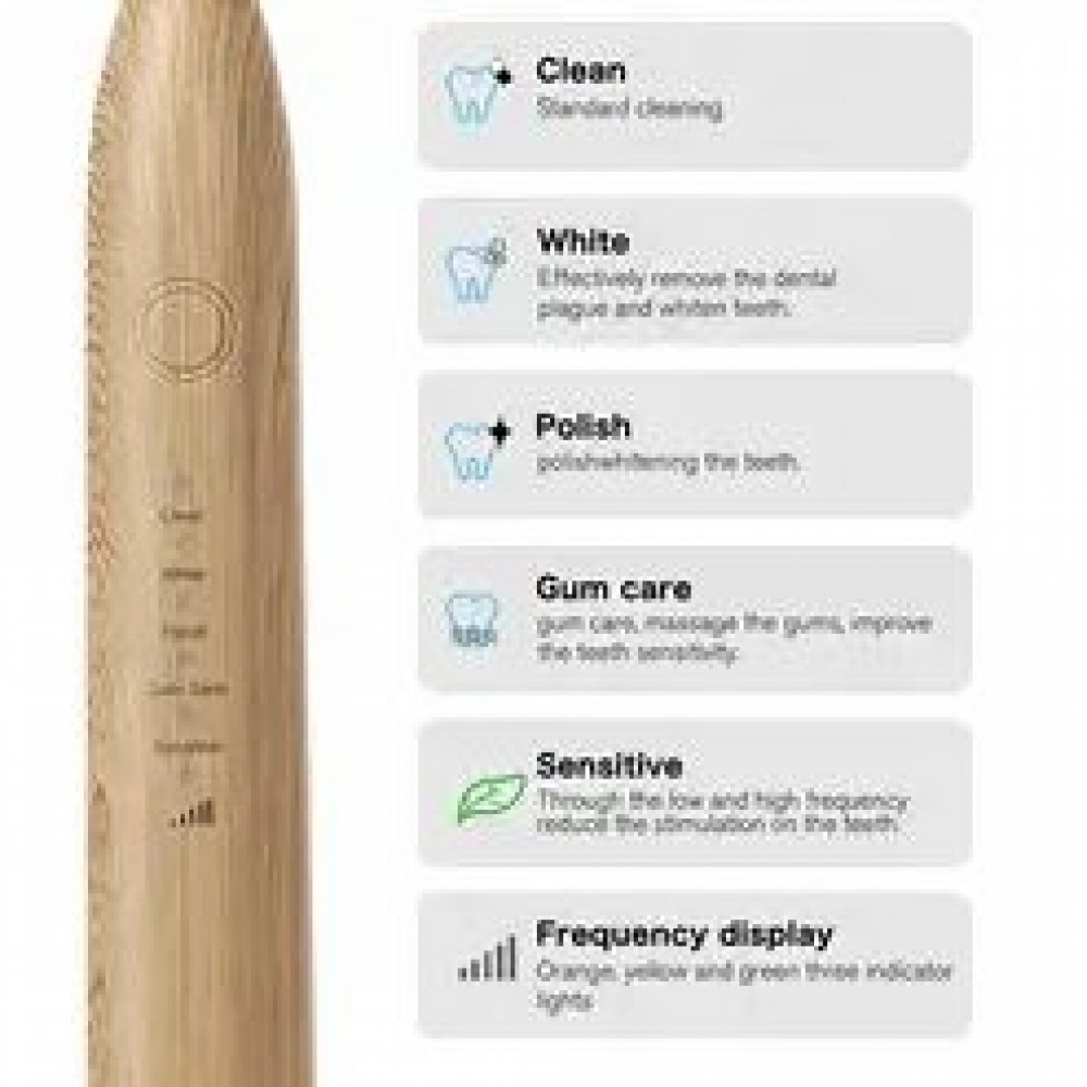 Elektronische Bamboo Zahnbürste eco-friendly inkl. Ladestation + 3 Aufsätze