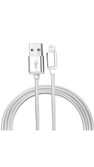 iPhone Kabel (1m) Lightning auf USB-A - Nylon metal - Silber