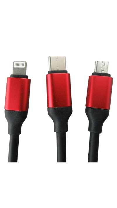 Ladekabel 3 in 1 - Lightning / Micro-USB / USB-C auf USB-A - Schwarz