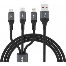 Dudao L3E 3-in-1 Kabel USB-A auf Micro USB + USB-C + Lightning 60W (1,2 m) Schnellladung - Schwarz