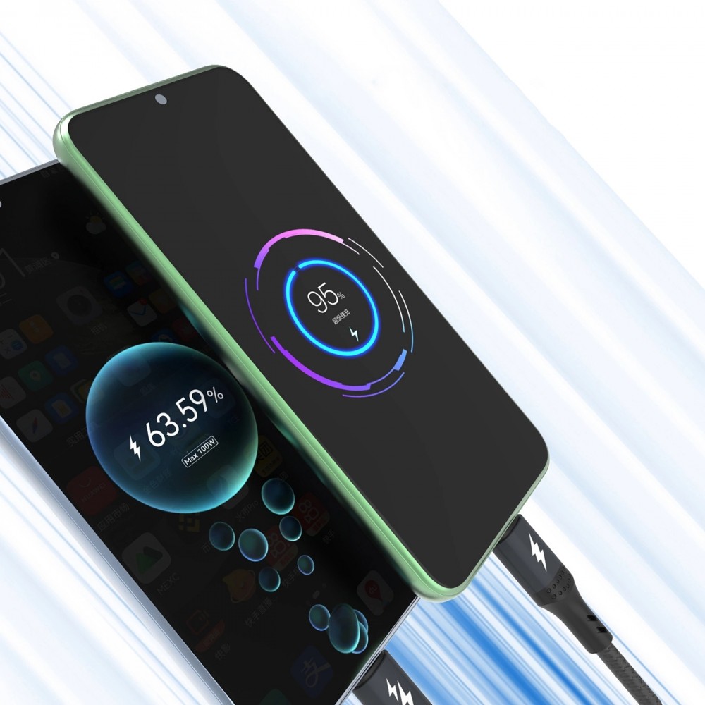 Dudao L3E 3-in-1 Kabel USB-A auf Micro USB + USB-C + Lightning 60W (1,2 m) Schnellladung - Schwarz