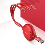 Baseus Golden Loop 3 in 1 ausziehbares Kabel USB - Micro USB / Lightning / USB-C (3.5A) 35cm - 120cm (CAMLT-JH01) - Schwarz