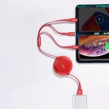 Baseus Golden Loop 3 in 1 ausziehbares Kabel USB - Micro USB / Lightning / USB-C (3.5A) 35cm - 120cm (CAMLT-JH01) - Schwarz