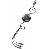 Baseus Golden Loop 3 in 1 ausziehbares Kabel USB - Micro USB / Lightning / USB-C (3.5A) 35cm - 120cm (CAMLT-JH01) - Schwarz