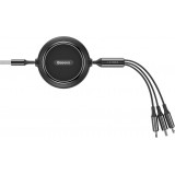 Baseus Golden Loop 3 in 1 ausziehbares Kabel USB - Micro USB / Lightning / USB-C (3.5A) 35cm - 120cm (CAMLT-JH01) - Schwarz