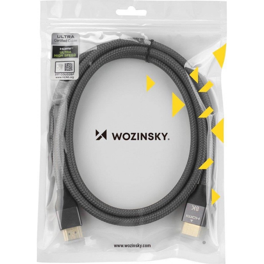 Wozinsky HDMI 2.1 Kabel 8K 60 Hz 48 Gbps / 4K 120 Hz / 2K 144 Hz (1 m) - Silber