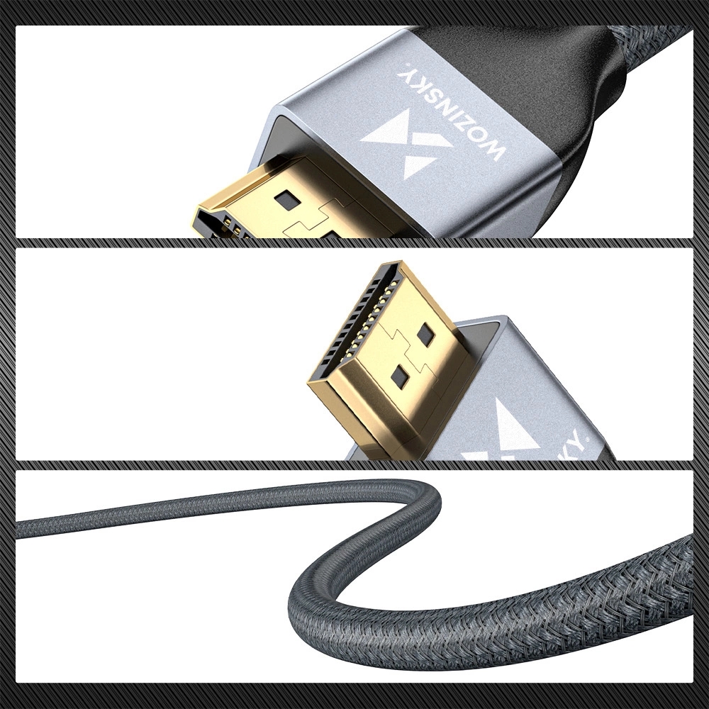 Wozinsky HDMI 2.1 Kabel 8K 60 Hz 48 Gbps / 4K 120 Hz / 2K 144 Hz (1 m) - Silber