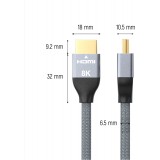 Wozinsky HDMI 2.1 Kabel 8K 60 Hz 48 Gbps / 4K 120 Hz / 2K 144 Hz (1 m) - Silber