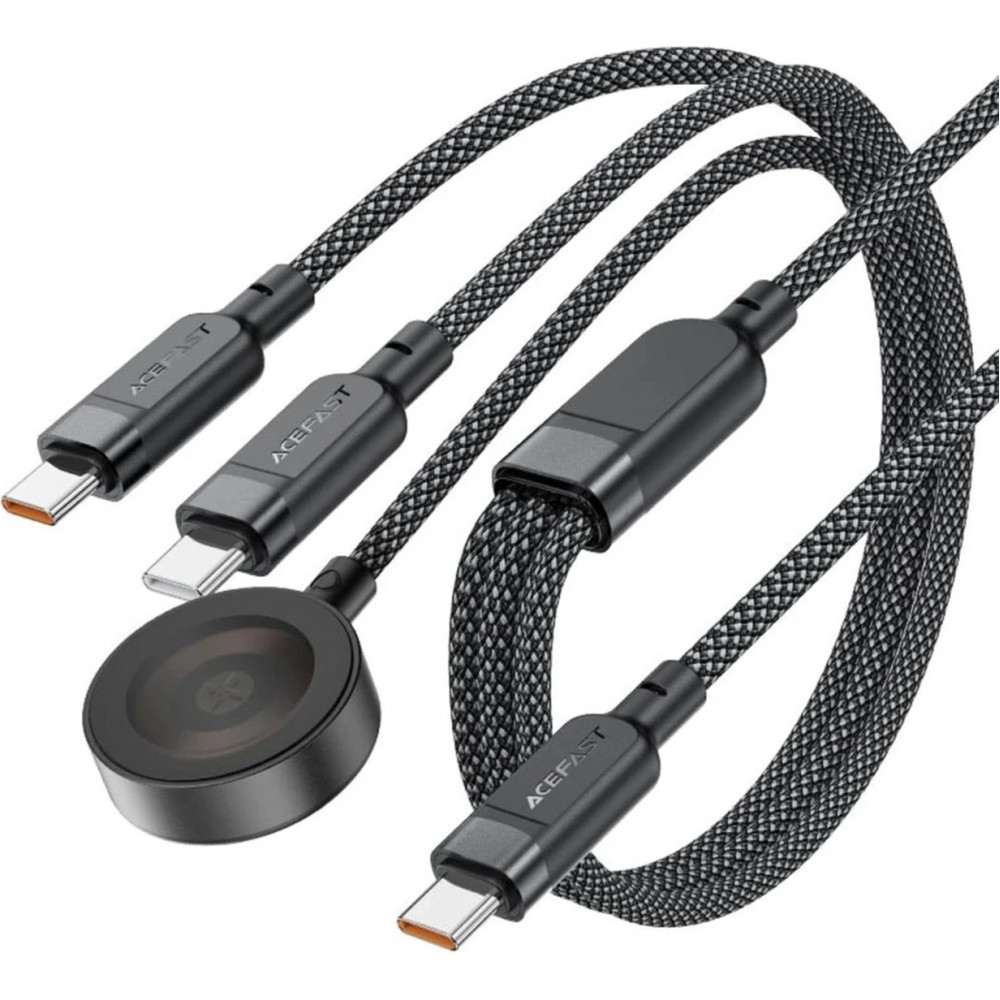 Câble USB-C 3 en 1 100W Acefast C6-11 (2x USB-C / 1x Apple Watch) 480Mb/s (1.2 m) - Noir