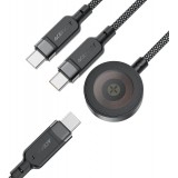 Câble USB-C 3 en 1 100W Acefast C6-11 (2x USB-C / 1x Apple Watch) 480Mb/s (1.2 m) - Noir
