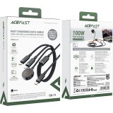 Câble USB-C 3 en 1 100W Acefast C6-11 (2x USB-C / 1x Apple Watch) 480Mb/s (1.2 m) - Noir