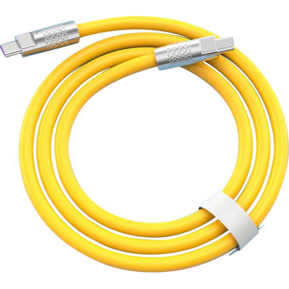Câble USB-C vers USB-C (2m) robuste et coloré avec tête designen aluminium - Jaune