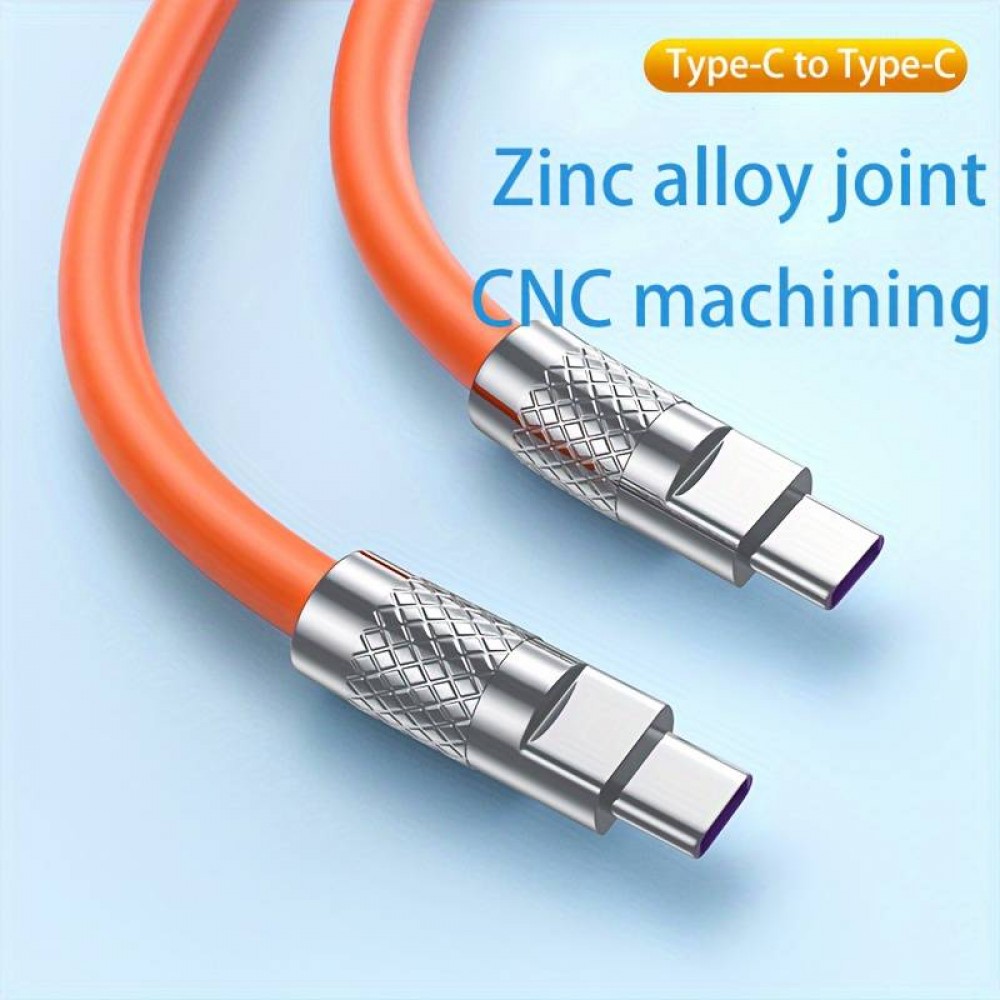 Câble USB-C vers USB-C (2m) robuste et coloré avec tête designen aluminium - Orange