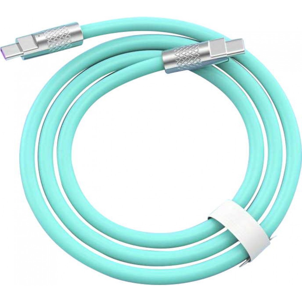 Câble USB-C vers USB-C (2m) robuste et coloré avec tête designen aluminium - Vert menthe