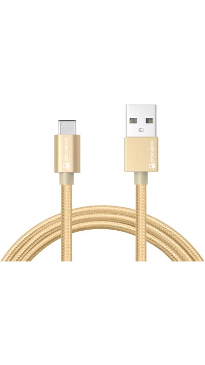 Ladekabel (1m) USB-A auf USB-C - Nylon PhoneLook - Gold
