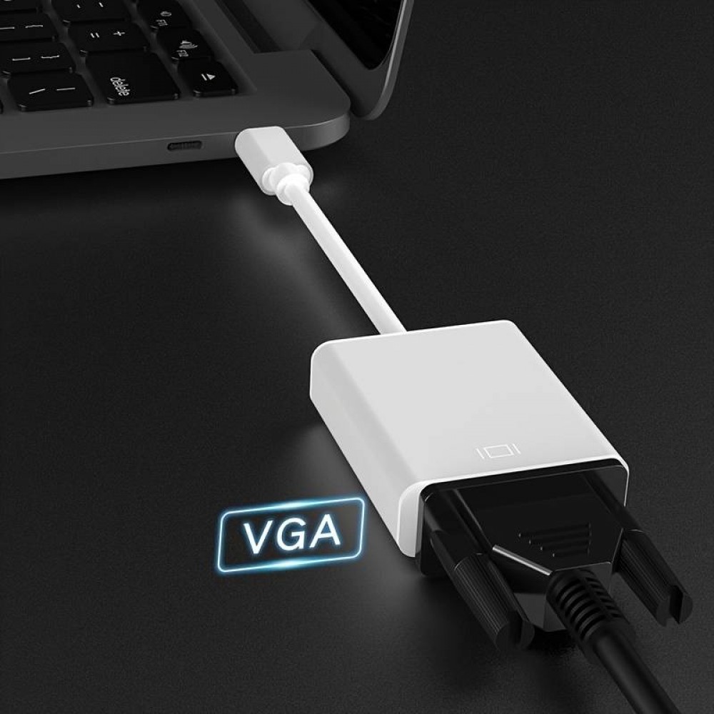 USB-C zu VGA (1080p) Adapterkabel Konverter Unterstützung Hot Plug-in - Silber