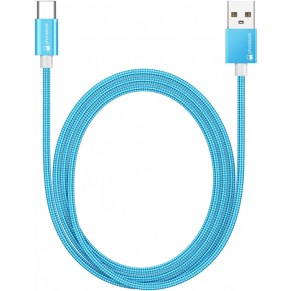 Ladekabel (1.5 m) USB-A auf USB-C - Nylon PhoneLook - Hellblau