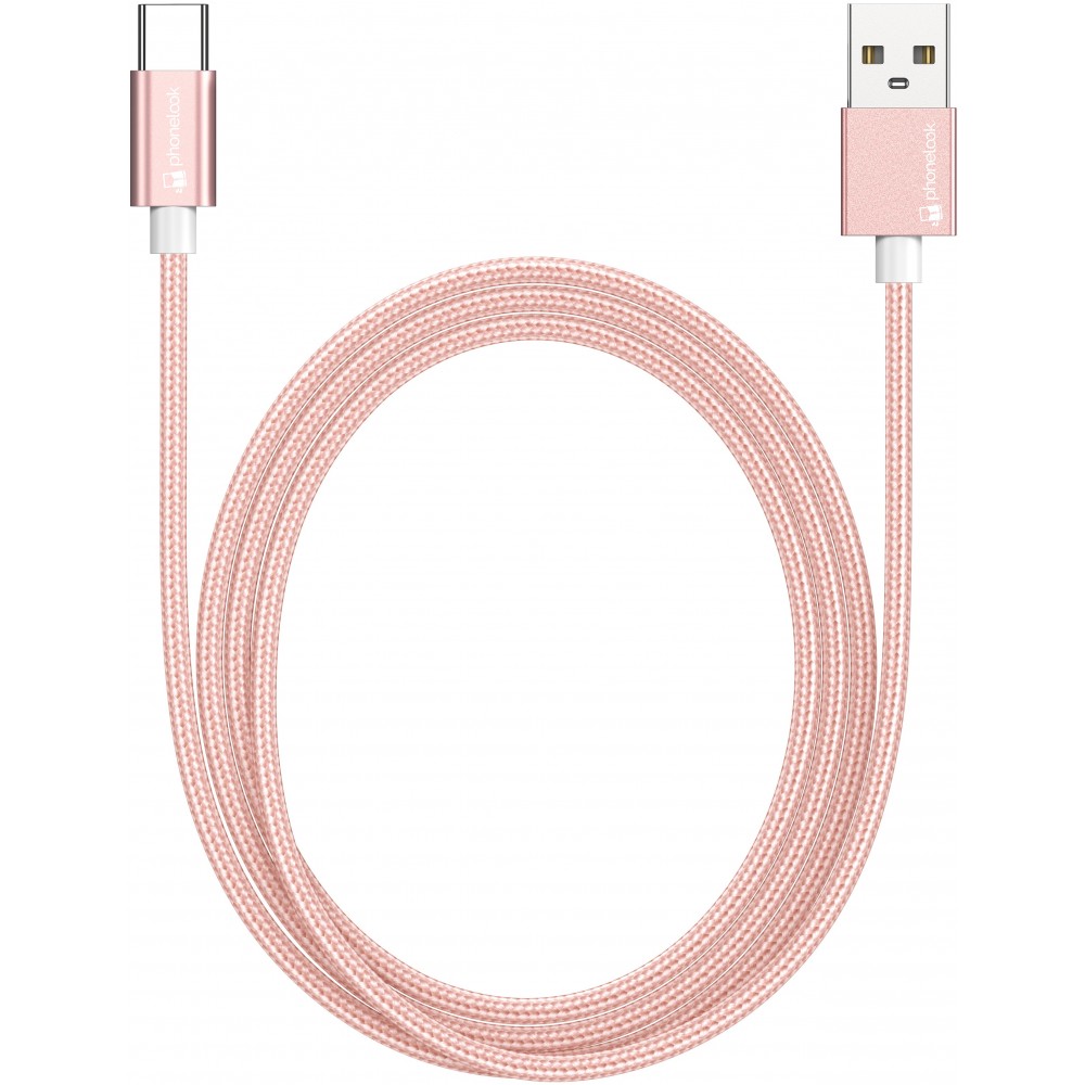 Ladekabel (1.5 m) USB-A auf USB-C - Nylon PhoneLook - Hellrosa