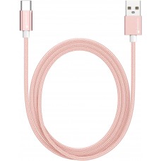 Ladekabel (1.5 m) USB-A auf USB-C - Nylon PhoneLook - Hellrosa