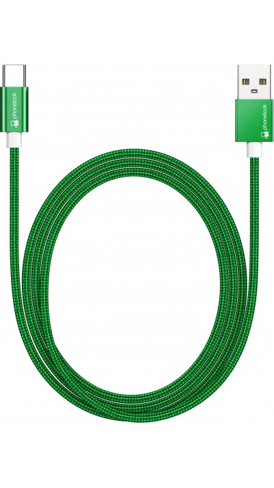 Ladekabel (1.5 m) USB-A auf USB-C - Nylon PhoneLook - Dunkelgrün