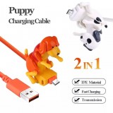 Ladekabel (1 m) USB-C auf USB-A - Rammelnder Hund - Weiss