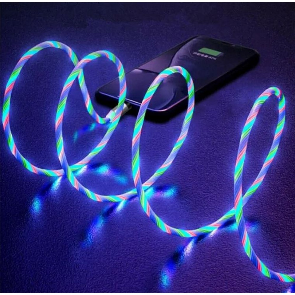 3 in 1 USB Ladekabel mit LED Licht und magnetischen Ladeaufsätzen - Weiss (multicolor)