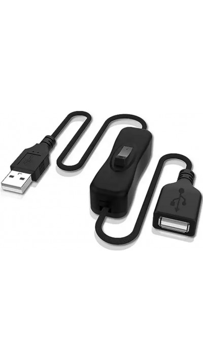 USB-A Verbindungskabel mit On & Off Switch für Kontrolle der Stromzufuhr - Schwarz