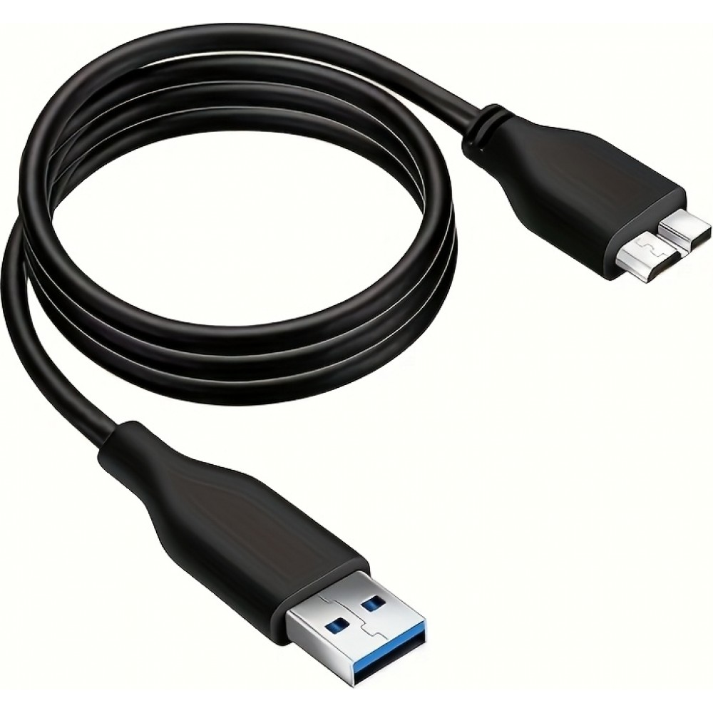 USB A 3.0 zu Micro USB B Datenkabel schnell (4,8 Gbps) für externe Festplatten (1 m) - Schwarz