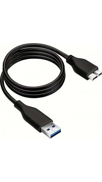 USB A 3.0 zu Micro USB B Datenkabel schnell (4,8 Gbps) für externe Festplatten (1 m) - Schwarz
