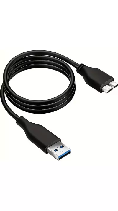 USB A 3.0 zu Micro USB B Datenkabel schnell (4,8 Gbps) für externe Festplatten (1 m) - Schwarz