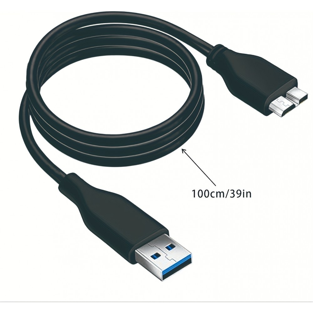 USB A 3.0 zu Micro USB B Datenkabel schnell (4,8 Gbps) für externe Festplatten (1 m) - Schwarz