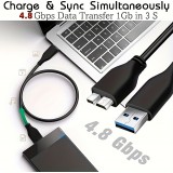 USB A 3.0 zu Micro USB B Datenkabel schnell (4,8 Gbps) für externe Festplatten (1 m) - Schwarz