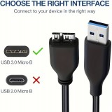 USB A 3.0 zu Micro USB B Datenkabel schnell (4,8 Gbps) für externe Festplatten (1 m) - Schwarz