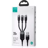 Joyroom Multi-Usage S-A18 3-in-1 Nylon Kabel USB-A zu Lightning / USB-C / Micro USB - Schwarz (30 cm)