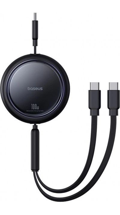 Baseus Bright Mirror Series 2x USB-C 100W (1 m) Aufrollbares Kabel - Schwarz
