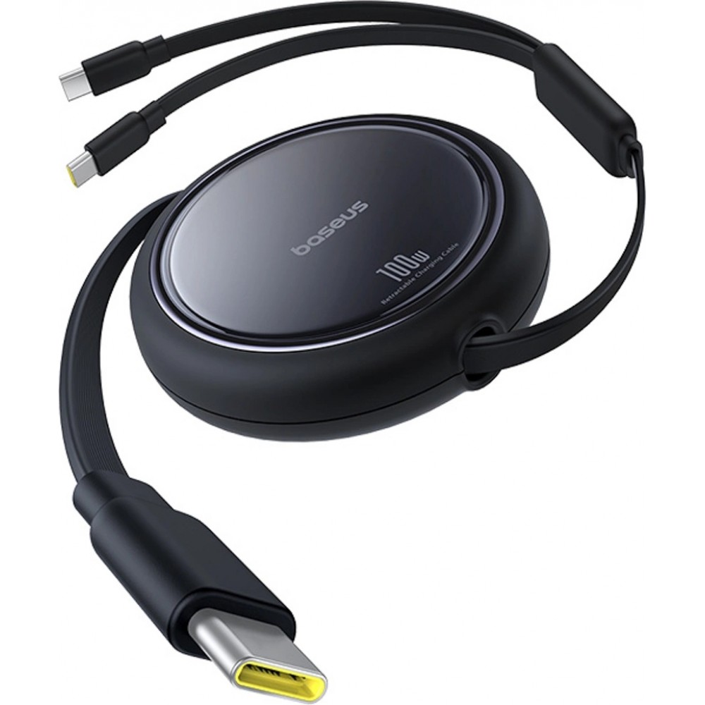 Baseus Bright Mirror Series 2x USB-C 100W (1 m) Aufrollbares Kabel - Schwarz
