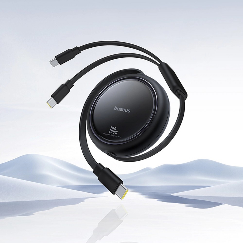 Baseus Bright Mirror Series 2x USB-C 100W (1 m) Aufrollbares Kabel - Schwarz