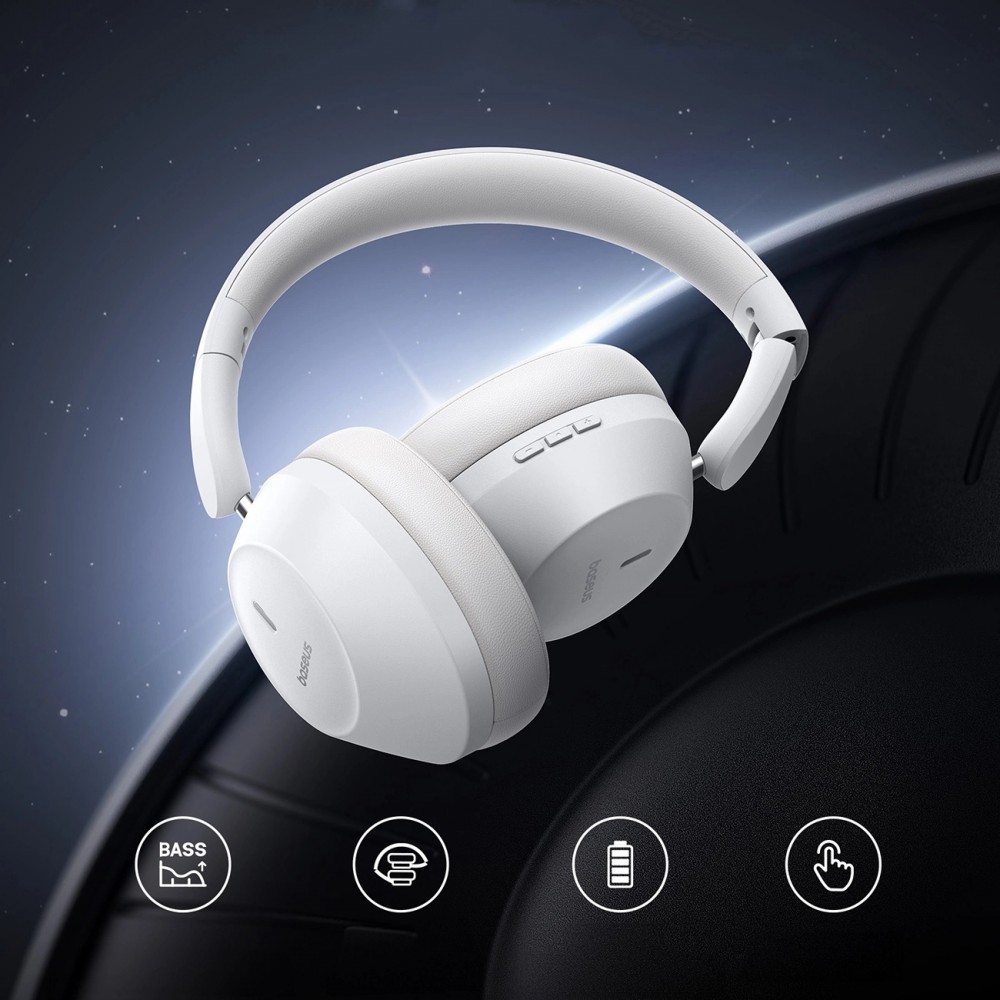 Baseus Bass 30 Max Drahtlose On-Ear Bluetooth 5.3 Kopfhörer Kabellos Hochwertig Soundqualität - Weiss