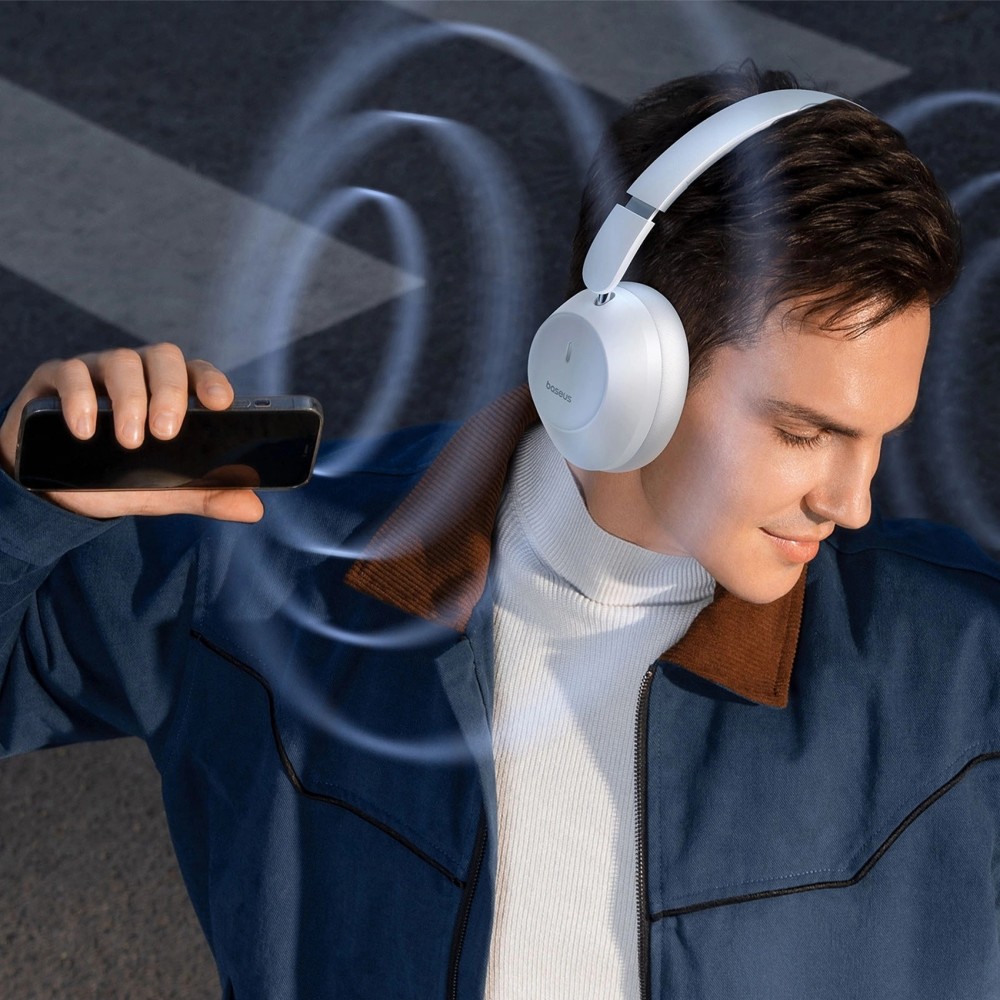 Baseus Bass 30 Max Drahtlose On-Ear Bluetooth 5.3 Kopfhörer Kabellos Hochwertig Soundqualität - Weiss