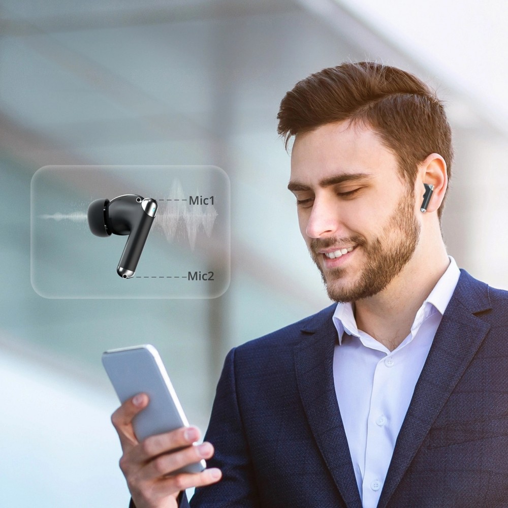 Tronsmart Soundfii R4 Kabellose Bluetooth 5.3 ENC Kopfhörer - Hochwertige Audioqualität - Leistungsstarke Konnektivität - Schwarz