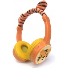 Coole Wireless Bluetooth 5.3 Kopfhörer für Kinder mit gedämpfter Lautstärke 85dB und lustigem Design - Tiger