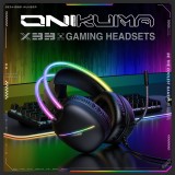 ONIKUMA Gaming-Headset mit RGB-LED USB-C und HD-Mikrofon für PC und PS - Schwarz