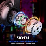 SOULBYTES S20 RGB Gaming Headset mit Surround-Sound Mikrofon für PS4 / PS5 / XBOX / PC 3.5 mm - Schwarz