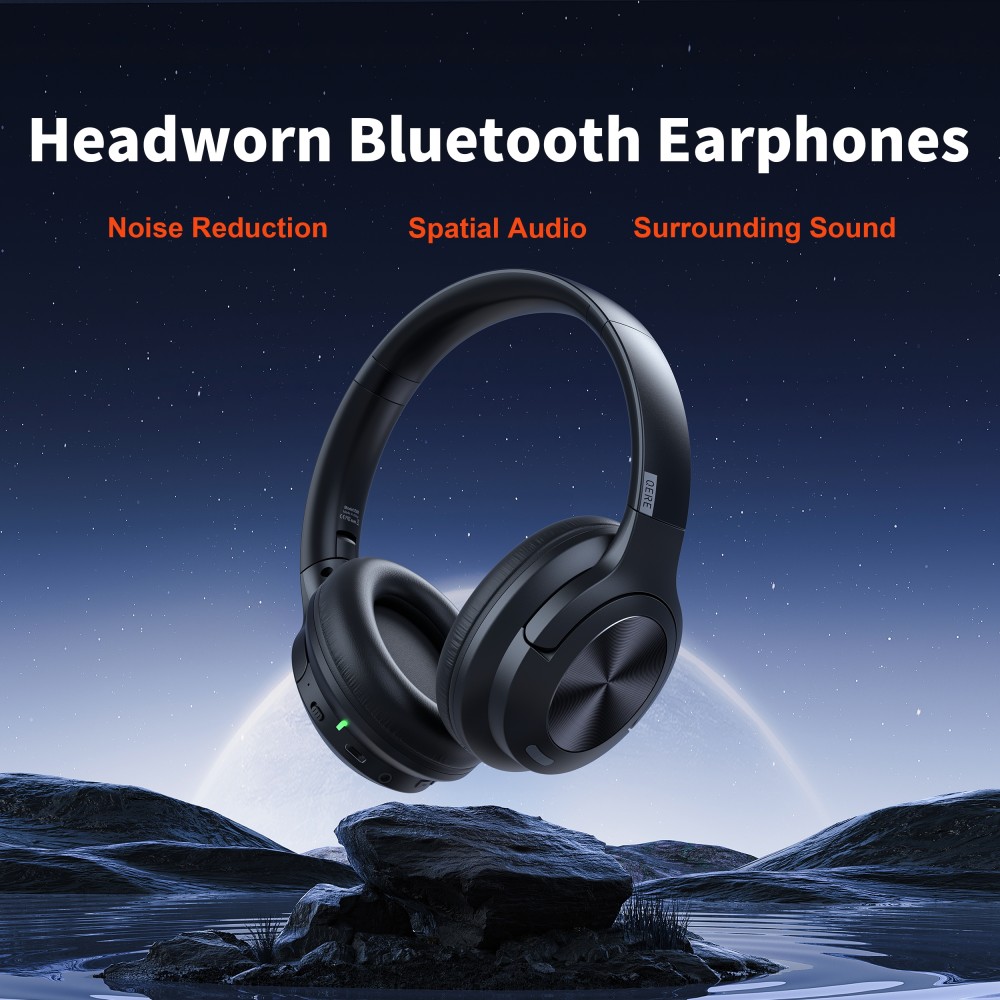 Bluetooth Kopfhörer Qere E80 mit aktiver Geräuschunterdrückung (ANC) - Schwarz