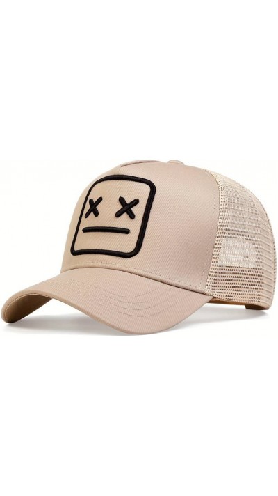 Casquette de baseball en maille respirante - Trucker Cap unisexe avec motif de tendance - Beige