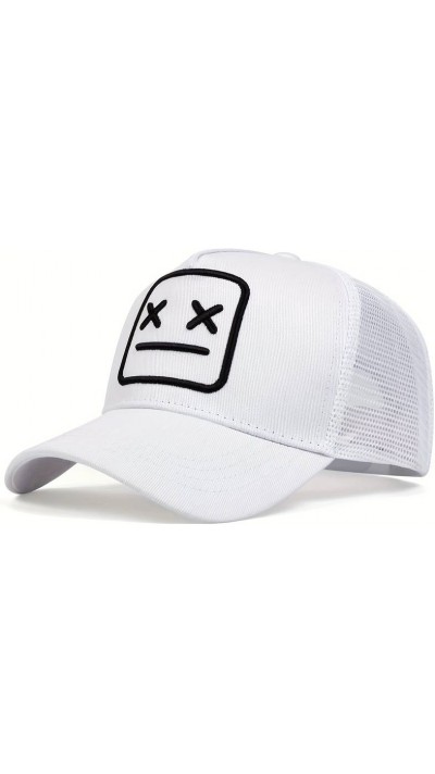 Casquette de baseball en maille respirante - Trucker Cap unisexe avec motif de tendance - Blanc