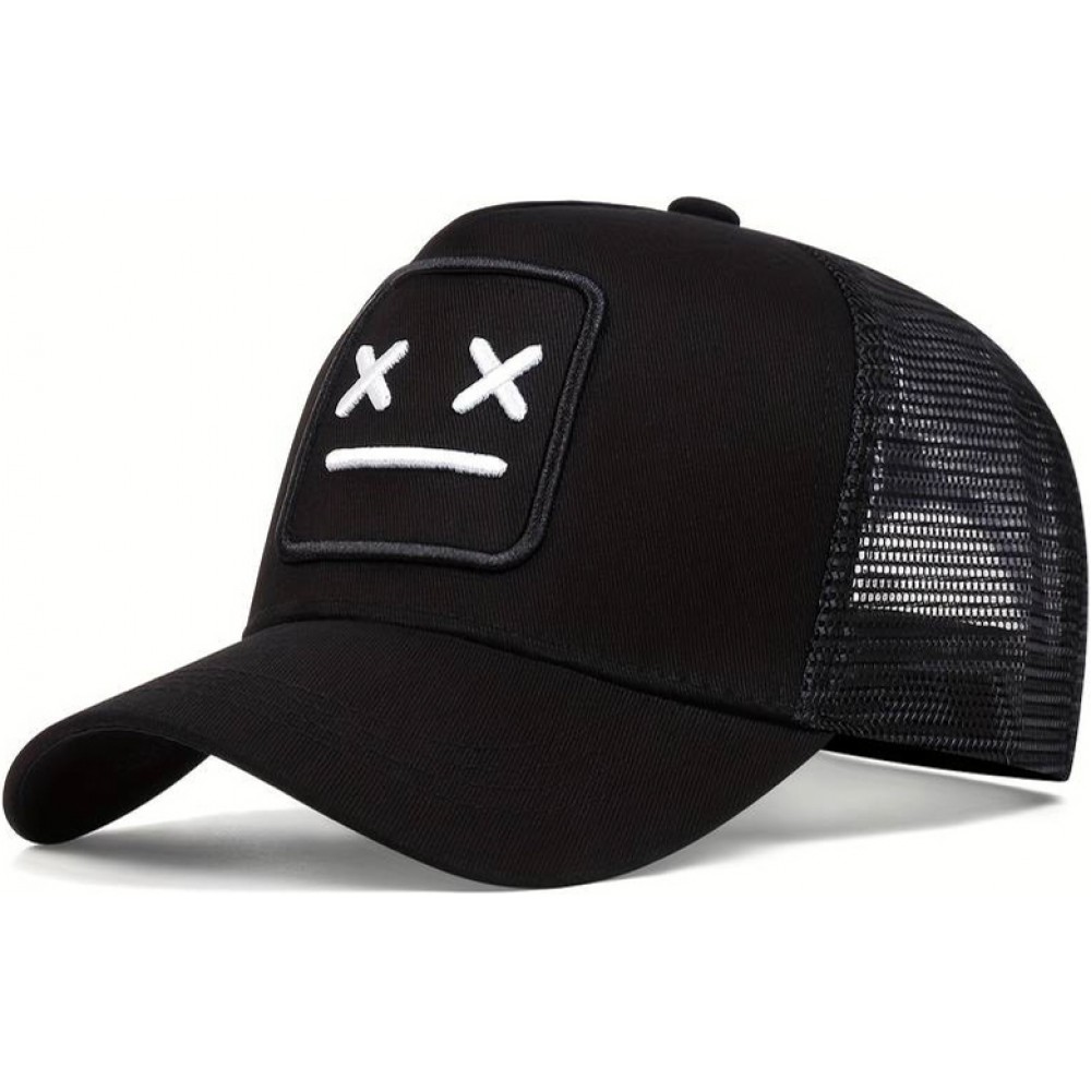 Baseballkappe aus atmungsaktivem Mesh - Unisex Trucker Cap mit Trendmotiv - Schwarz
